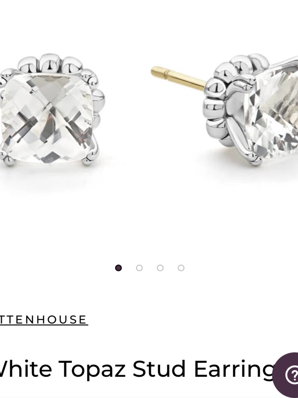 LAGOS NWOT White Topaz Cushion-Cut Stud Earrings